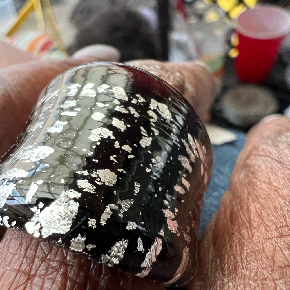 Murano Black and Silver Women's Ring